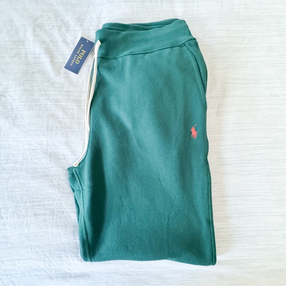 POLO RALPH LAUREN RL Athletic Fleece Sweatpants/Joggers Green Orange Pony - Picture 6 of 14